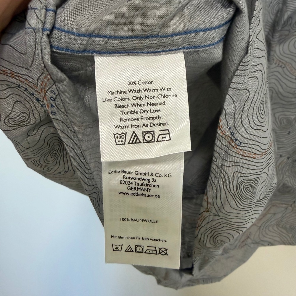 BNWT Eddie Bauer Vashon Topographic Map Print Shirt Grey Mens 2XL - Picture 7 of 10